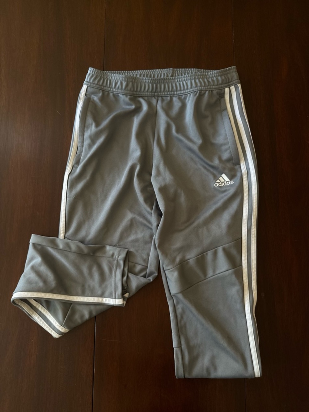adidas Kids Gray Track Pants with White Three Stripes